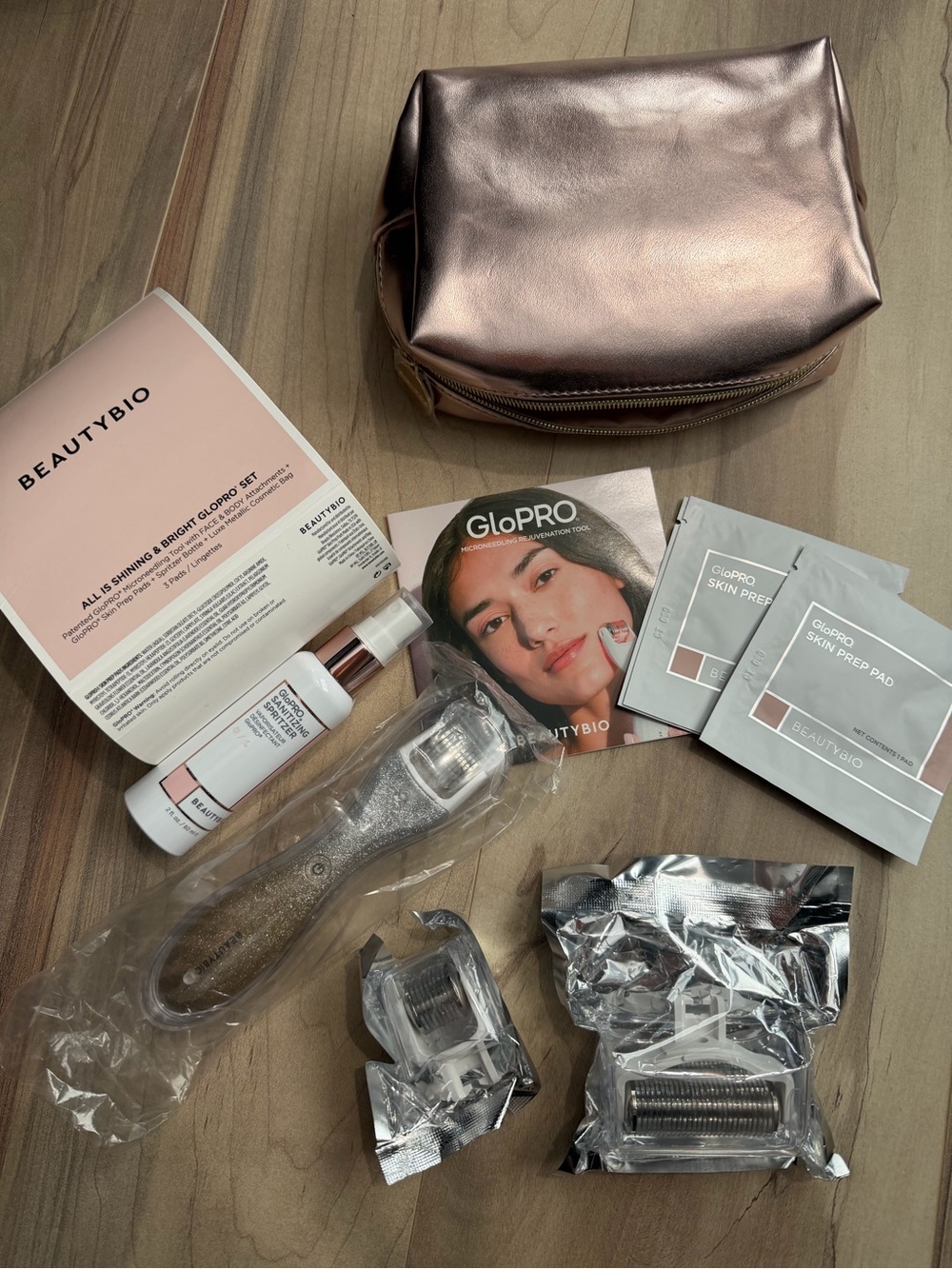 BeautyBio Rose Gold GloPRO Microneedling & Skincare Tool Set